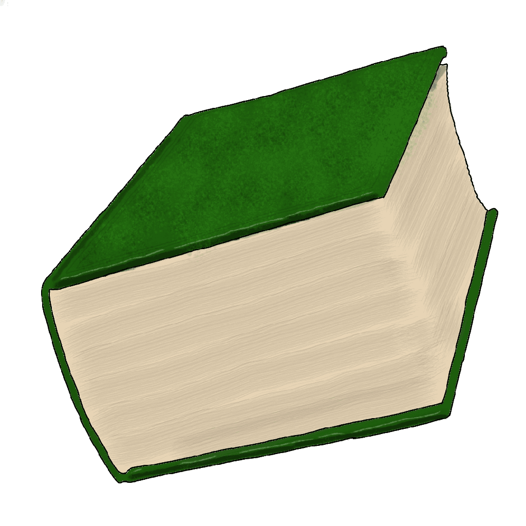 A big, fat, book with a green cover.