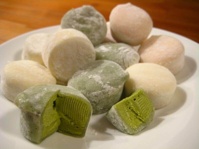 Colorful mochis on a plate