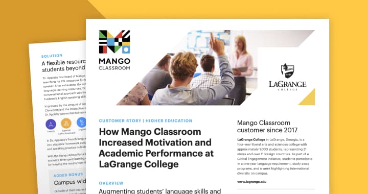 Cover of the LaGrange College case study: 'How Mango Classroom increased motivation and academic performance at LaGrange College'