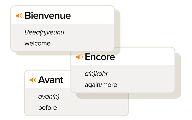 Screenshot of a vocabulary item introduced inside a contextual scenario