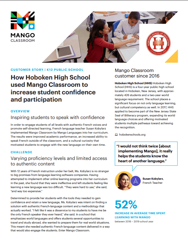 Mango Languages Success Stories Hoboken High