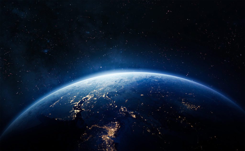 Image of the outline of the earth as seen from space.