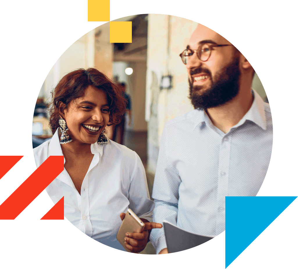 Business people smiling